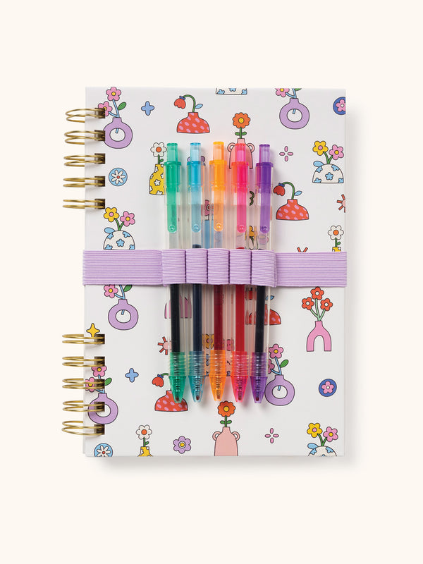 studio oh Pretty Posies Harper Split-Spiral Notebook & Pen Set