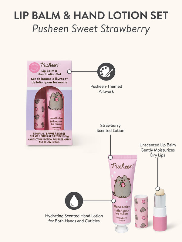 Studio Oh Pusheen Sweet Strawberry Lip Balm & Hand Lotion Set