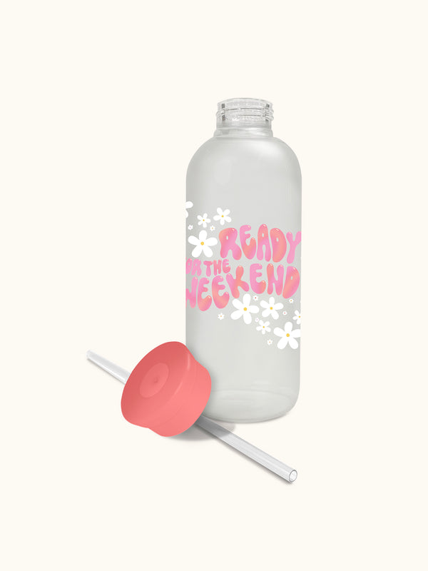 Studio Oh Ready For The Weekend Glass Water Bottle With Straw