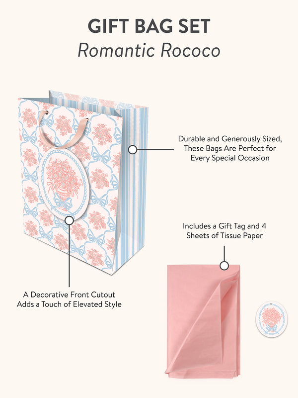 Studio Oh Romantic Rococo Large Vertical Die-Cut Gift Bag With Tissue