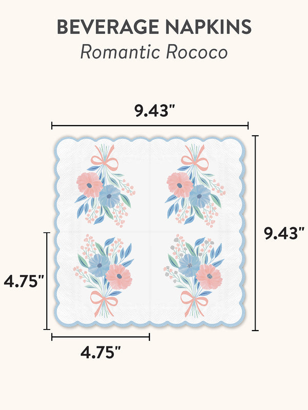 Studio Oh Romantic Rococo Scalloped Beverage Napkins