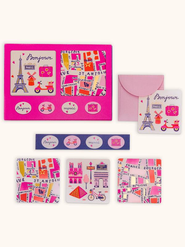Studio Oh Rues De Paris Mini Note Card Set With Stickers