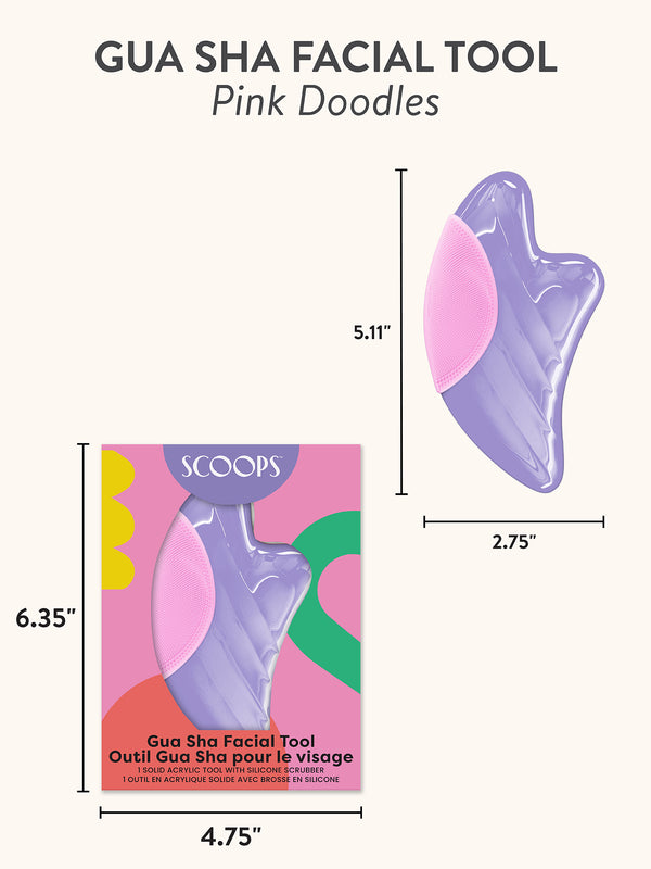 Studio Oh SCOOPS Beauty Gua Sha Facial Tool Pink Doodles