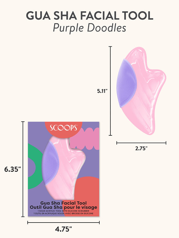 Studio Oh SCOOPS Beauty Gua Sha Facial Tool Purple Doodles