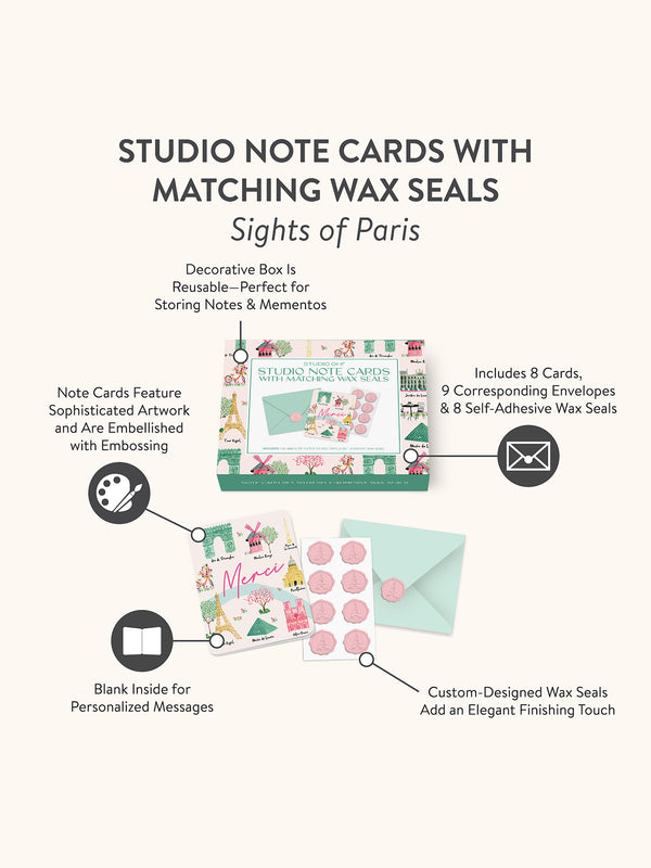 Studio Oh Sights Of Paris Note Card Set With Wax Seals