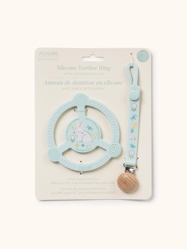 studio oh Silicone Teether Rings with Detachable Clips - Bunny Hollow