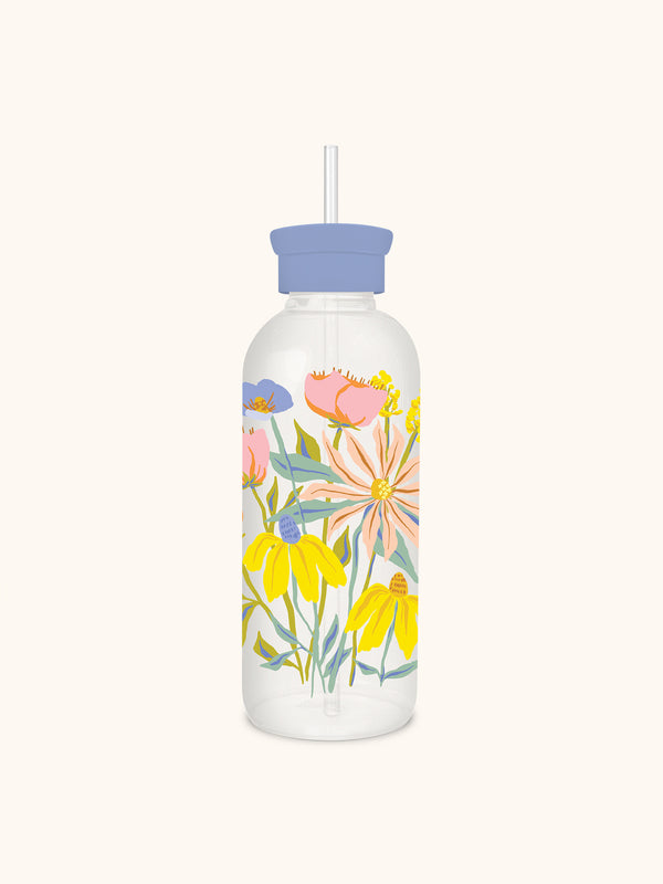 studio oh Spring Time Blooms Glass Water Bottle with Straw