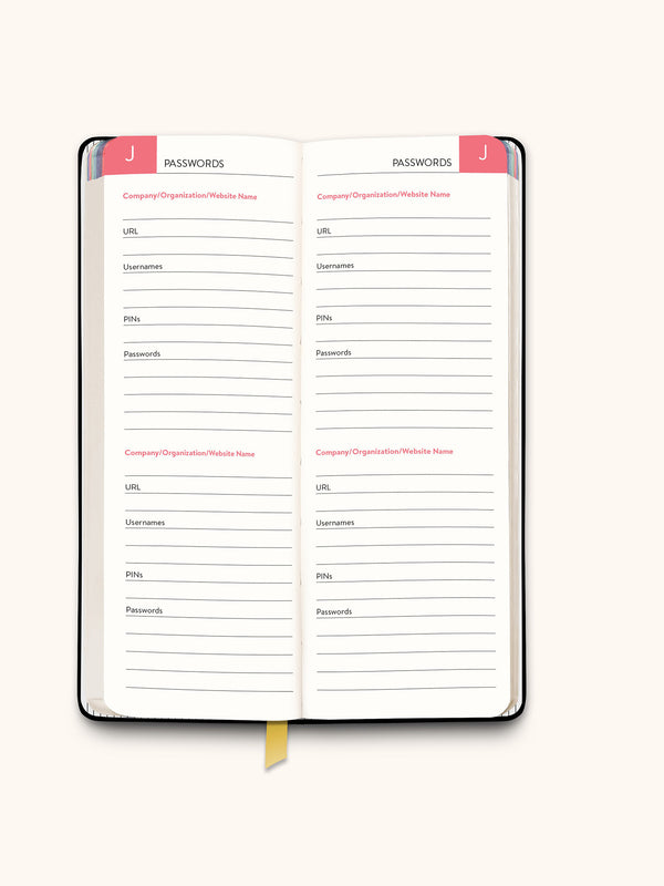 Studio Oh Black Password Jotter Journal