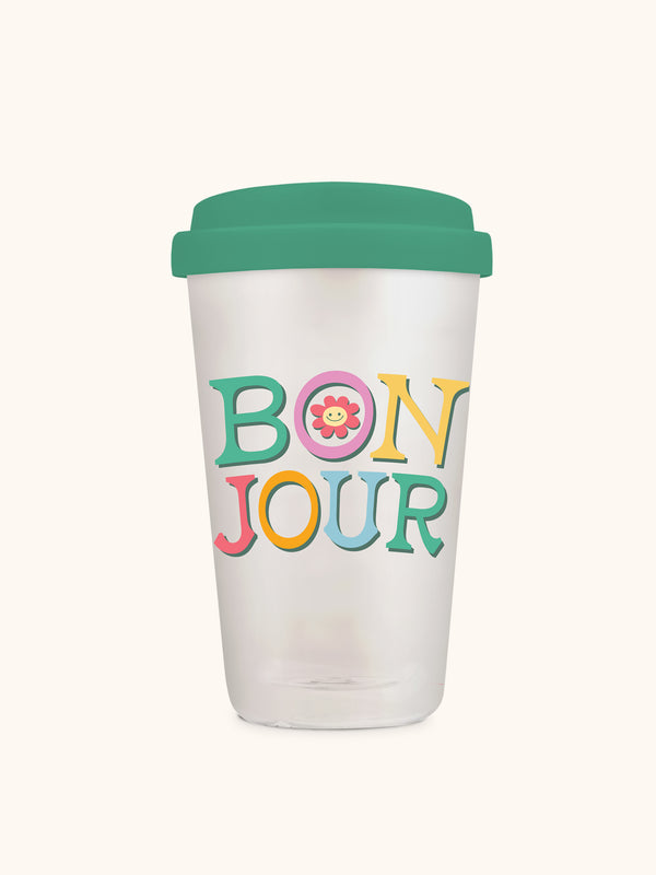 studio oh Bonjour Glass Coffee Tumbler