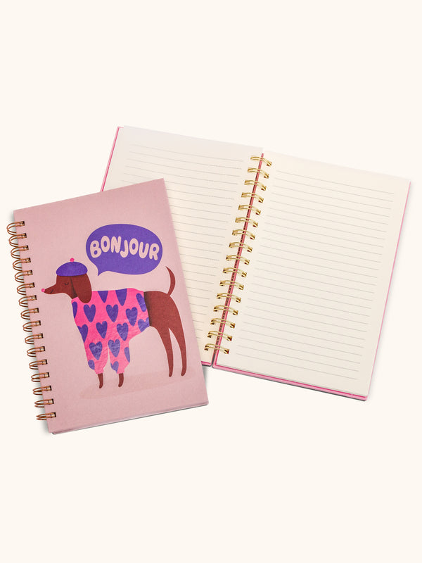 Studio Oh Bonjour Mes Amis Medium Spiral Notebook