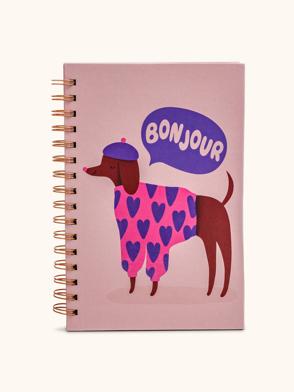 studio oh Bonjour Mes Amis Medium Spiral Notebook