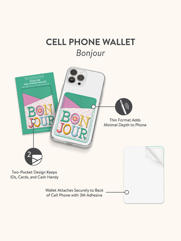 Studio Oh Bonjour Stick-On Cell Phone Wallet