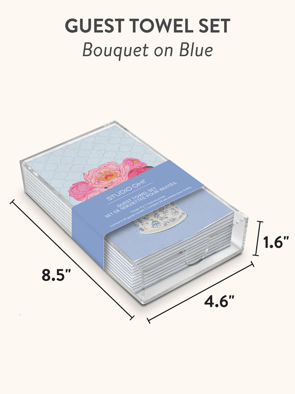 Studio Oh Bouquet On Blue Guest Towel Set