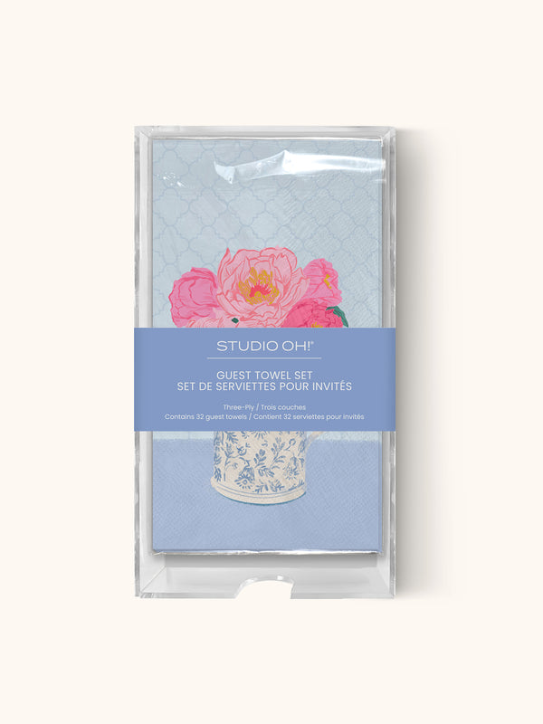 studio oh Bouquet on Blue Guest Towel Set