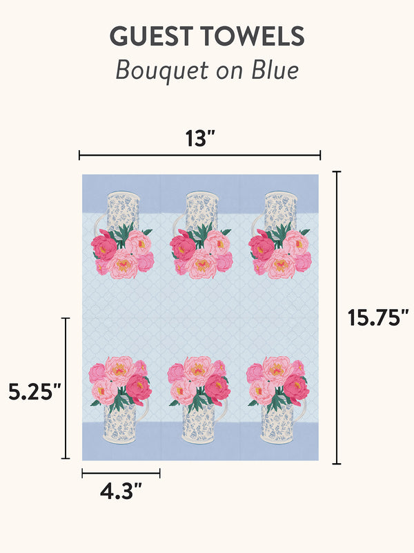 Studio Oh Bouquet On Blue Guest Towels