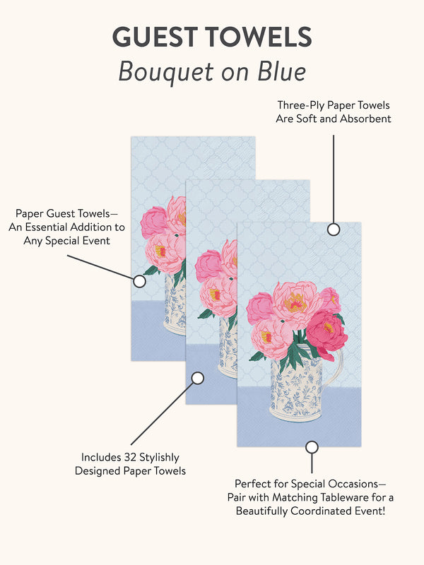 Studio Oh Bouquet On Blue Guest Towels