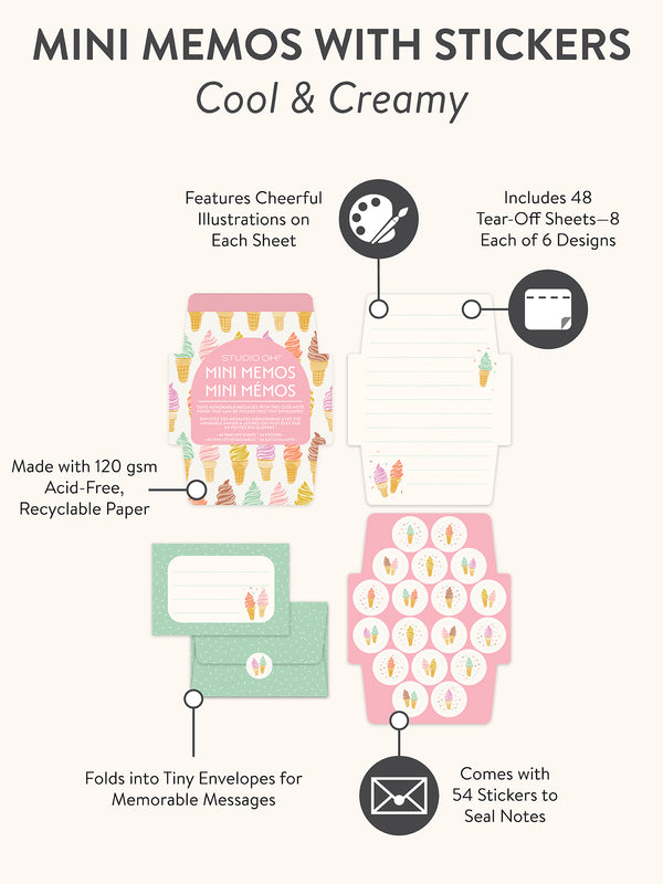 Studio Oh Cool & Creamy Mini Memos With Stickers