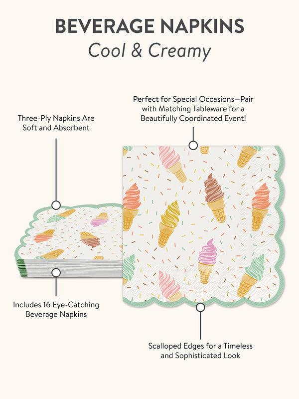 Studio Oh Cool & Creamy Scalloped Beverage Napkins