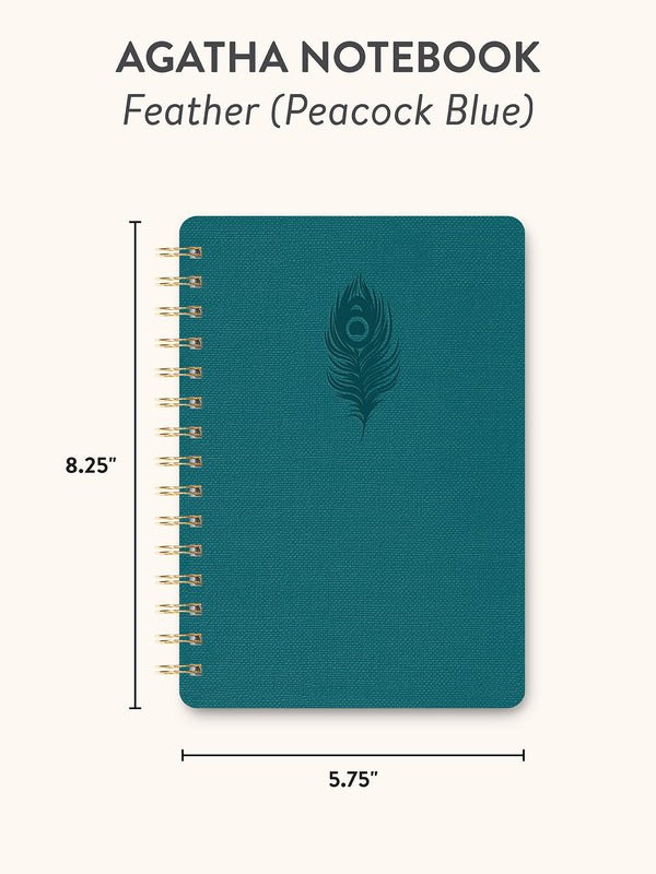 Studio Oh Feather (Peacock Blue) Agatha Notebook