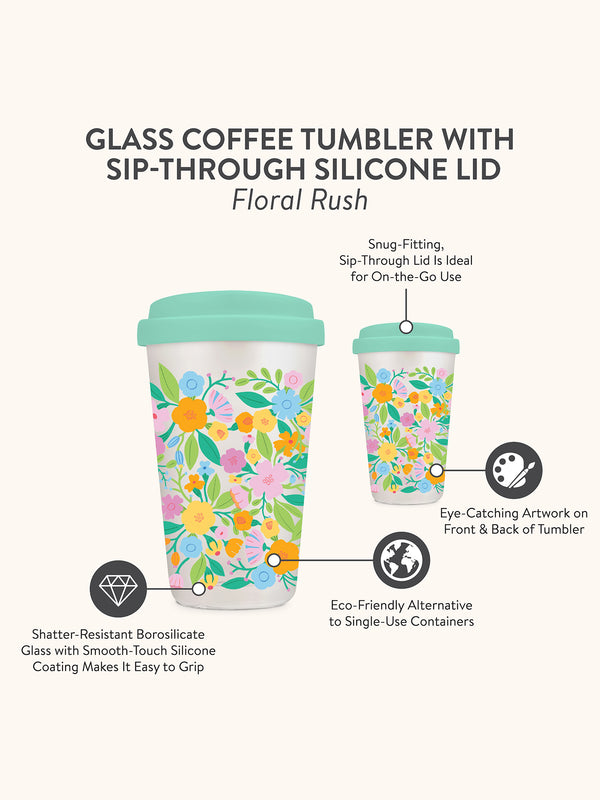 Studio Oh Floral Rush Glass Coffee Tumbler