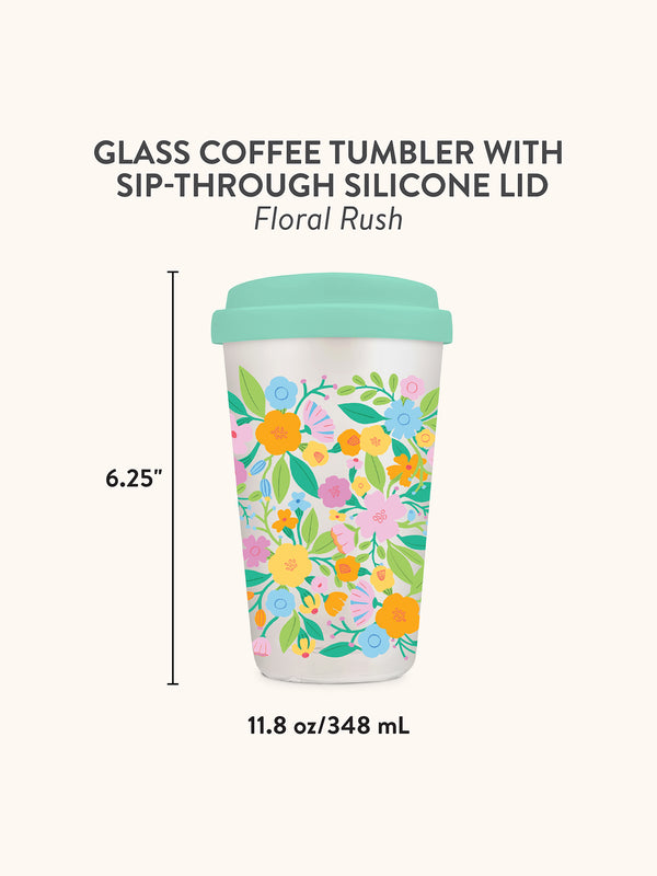 Studio Oh Floral Rush Glass Coffee Tumbler