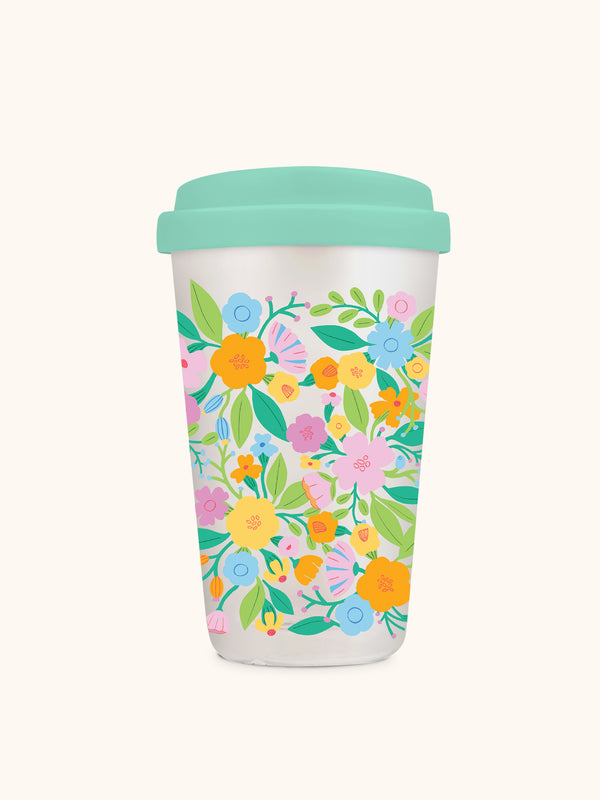 studio oh Floral Rush Glass Coffee Tumbler