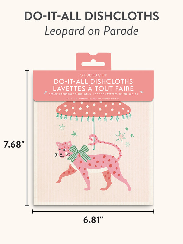Studio Oh Leopard On Parade Do-It-All Dishcloths