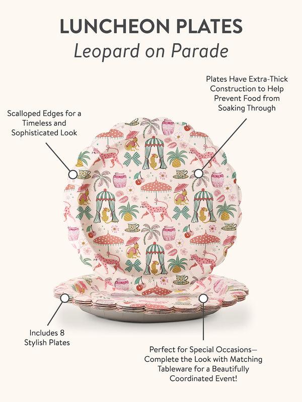 Studio Oh Leopard On Parade Scalloped Lunch Plates
