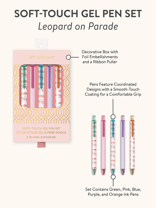 Studio Oh Leopard On Parade Soft-Touch Gel Pen Set