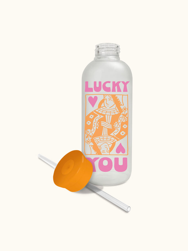 Studio Oh Lucky You Glass Water Bottle With Straw