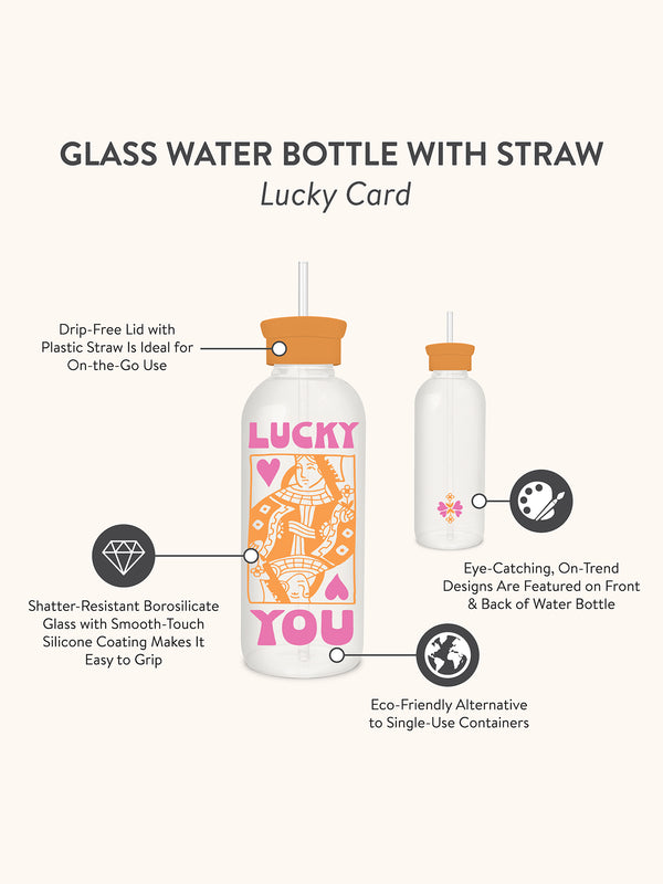 Studio Oh Lucky You Glass Water Bottle With Straw
