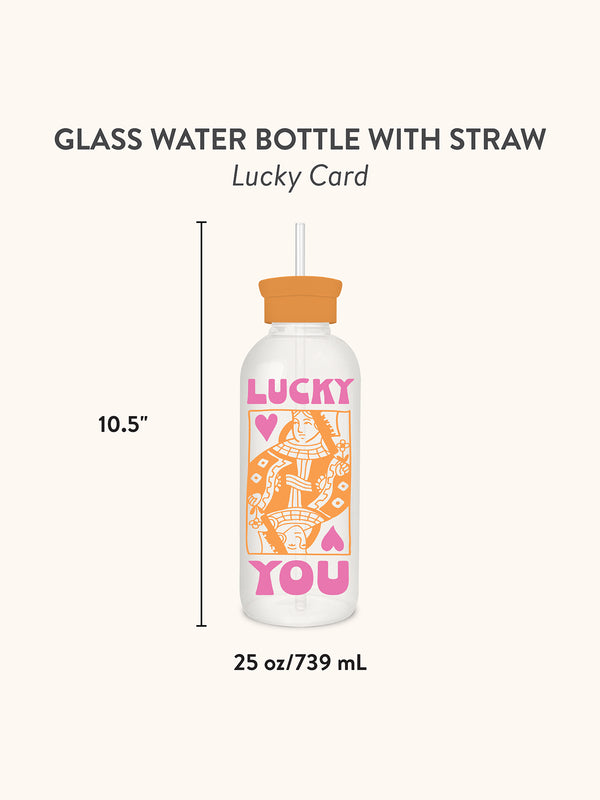 Studio Oh Lucky You Glass Water Bottle With Straw