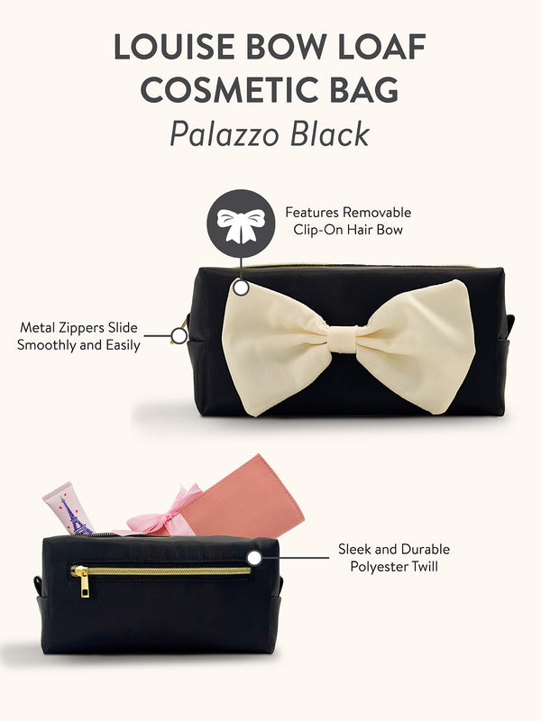 Studio Oh Palazzo Black Louise Bow Cosmetic Bag