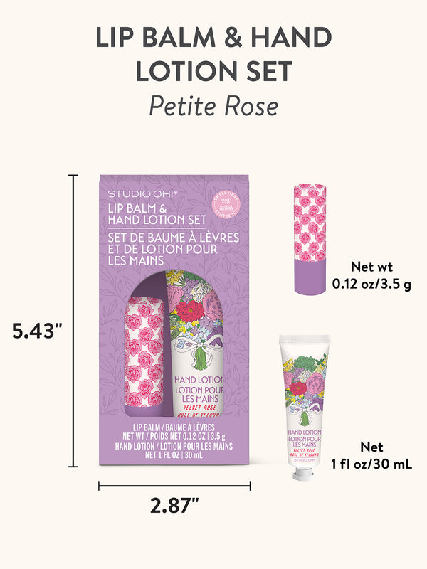 Studio Oh Petite Rose Lip Balm & Hand Lotion Set