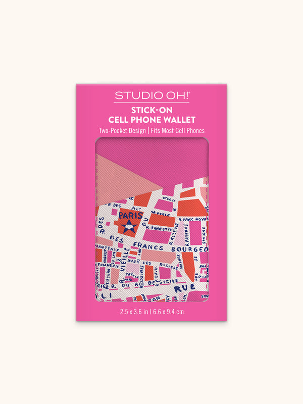 Studio Oh Rues De Paris Stick-On Cell Phone Wallet