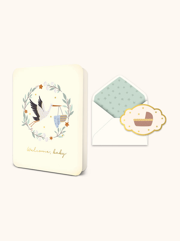 studio oh Welcome Baby Stork Deluxe Greeting Card