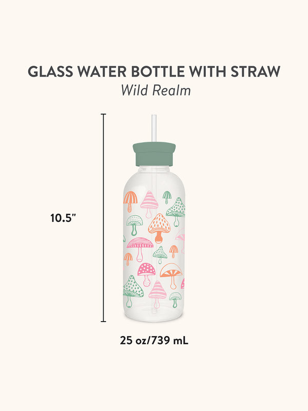 Studio Oh Wild Realm Glass Water Bottle With Straw