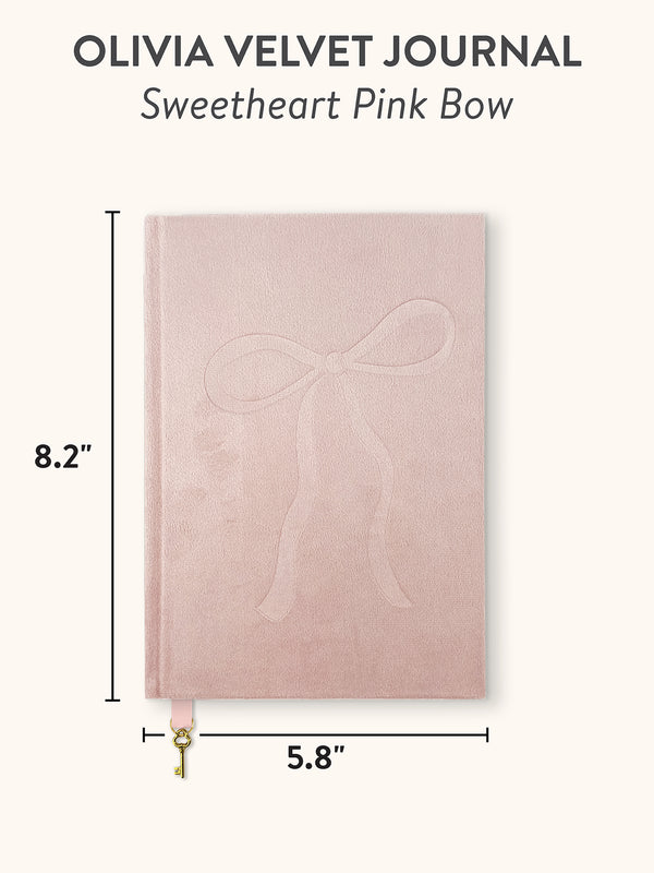 Studio Oh Sweetheart Pink Bow Olivia Velvet A5 Journal