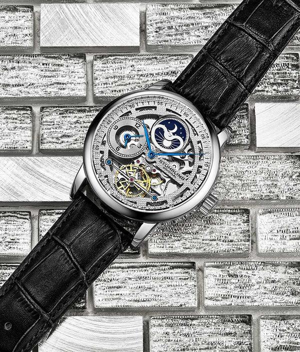 Stührling Stührling 3917 Automatic 43mm Skeleton Dual Time Watch