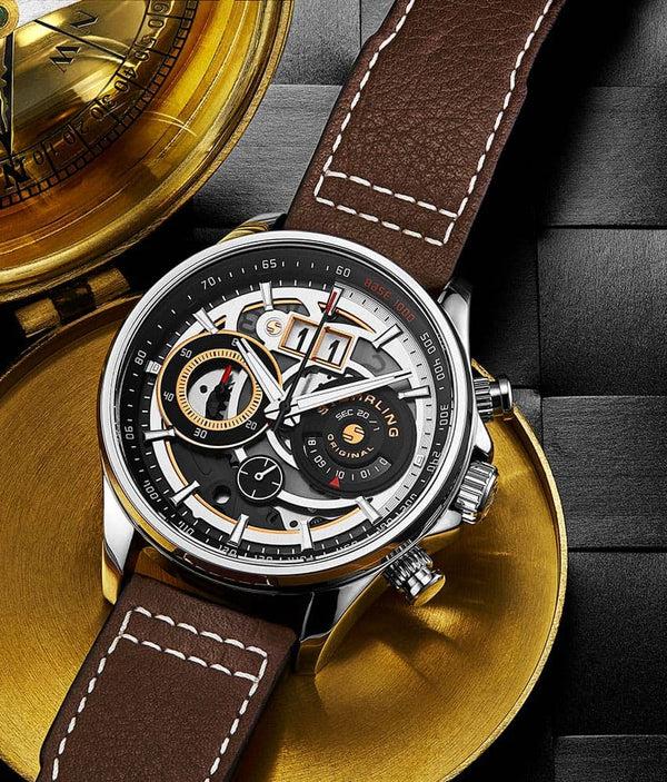 Stührling Stührling Ace Aviator Chronograph & Tachymeter 4010 Quartz 45mm