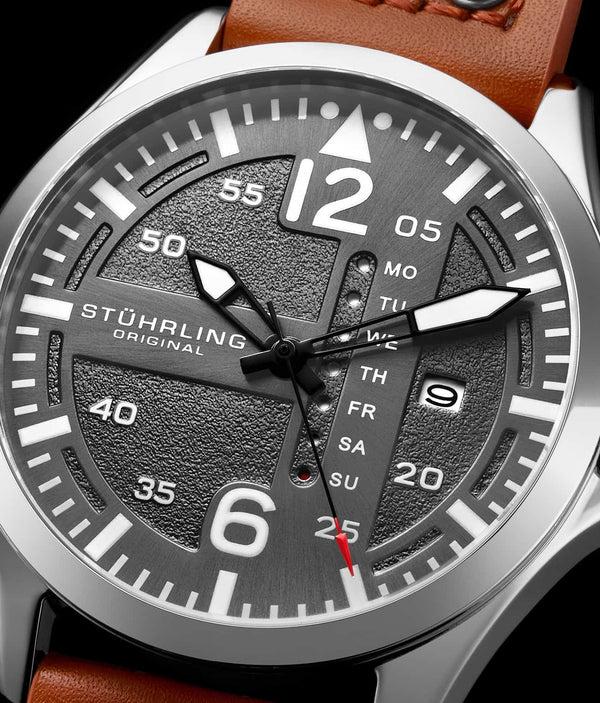 Stührling Stührling Aeronaut 44mm Aviator Cabaletta Quartz 42mm And Stührling Signature Pen