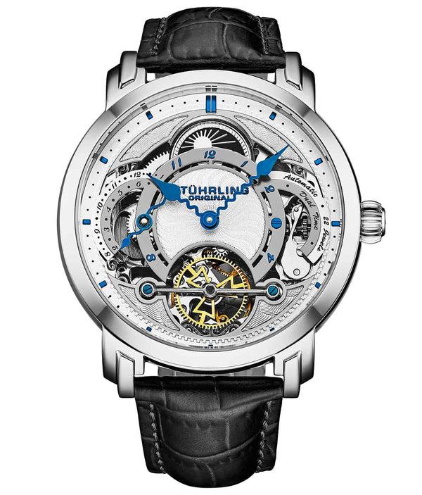 Stührling Stührling Celestial Timekeeper 1017 Dual Time Automatic 44mm Skeleton Watch