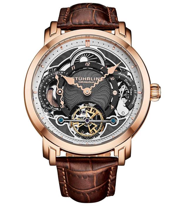 stührling Stührling Celestial Timekeeper 1017 Dual Time Automatic 44mm Skeleton Watch
