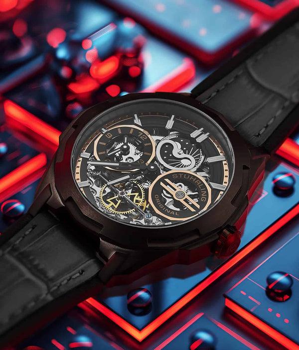 Stührling Stührling Dual Time 1012 Automatic Navigator 46mm Skeleton