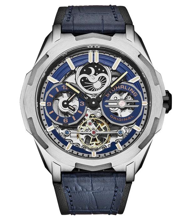 stührling Stührling Dual Time 1012 Automatic Navigator 46mm Skeleton