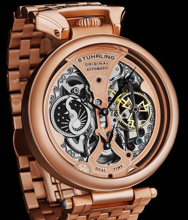 Stührling Stührling Emperor's Grandeur 4003 Dual Time Automatic 46mm Skeleton