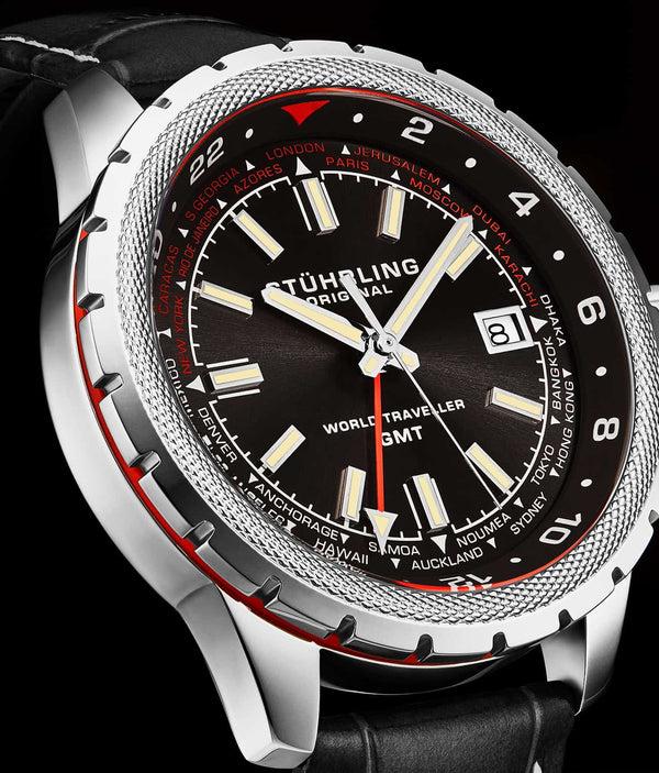 Stührling Stührling Global Voyager 1014 GMT 42mm World Timer Watch