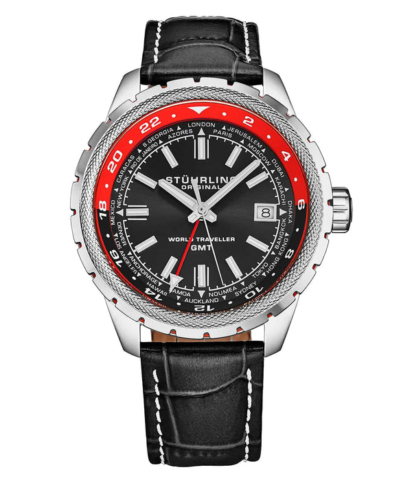 stührling Stührling Global Voyager 1014 GMT 42mm World Timer Watch