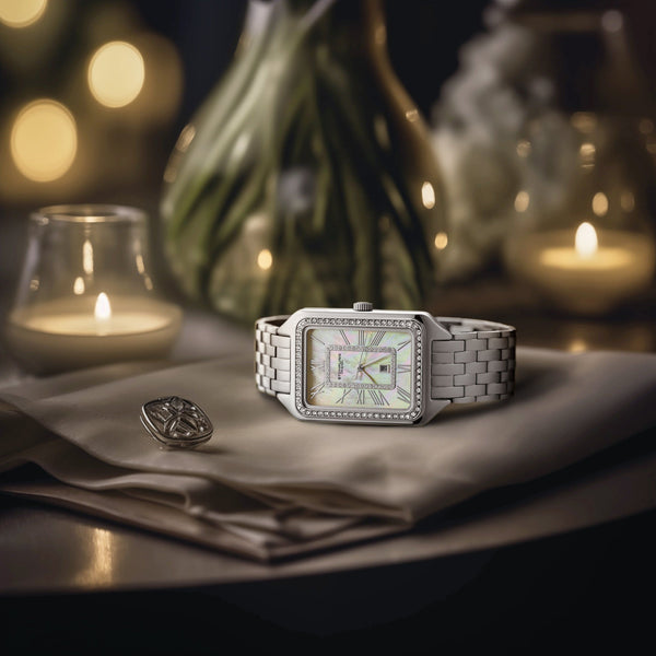 Stührling Stührling Lustra 4061 Rectangle Quartz Fashion Watch With Crystals 32mm