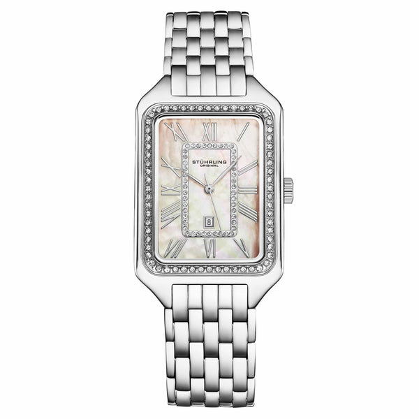 stührling Stührling Lustra 4061 Rectangle Quartz Fashion Watch with Crystals 32mm